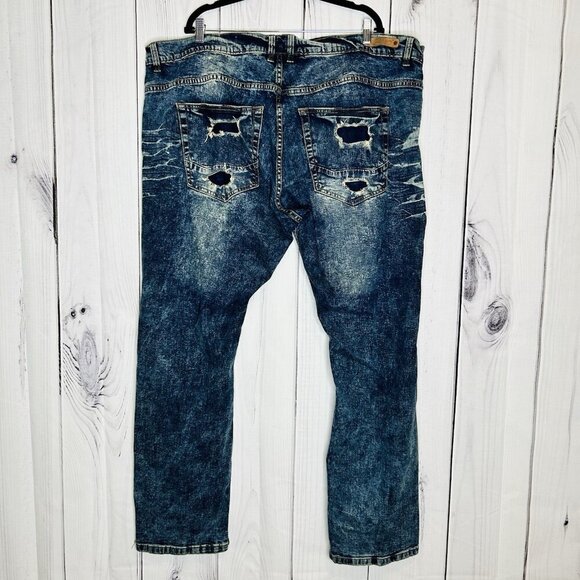Evolution by Design Jeans Men 46x33 Acid Wash Blue Baggy Hip Hop Distressed Y2k - Picture 10 of 15